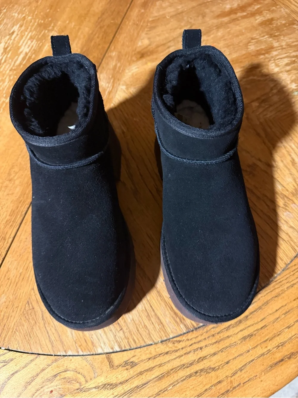 UGG Black Classic Ultra Mini New Heights Shearling Boots Women's